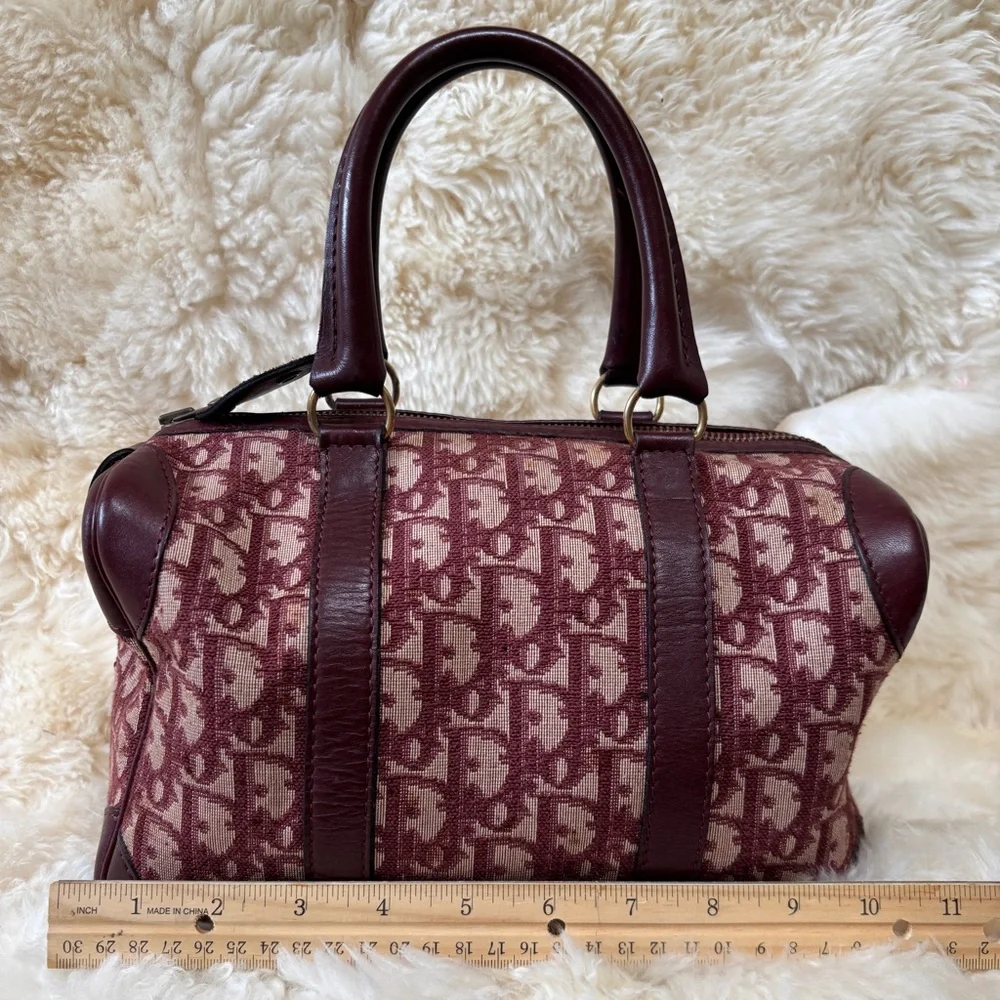 Christian Dior Burgundy Boston Trotter Woman’s Handbag - Picture 2 of 6